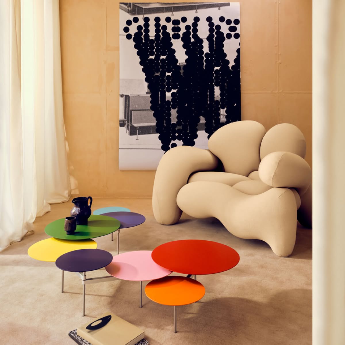 Tavolino Snake di Carlo Contin prodotto da Meritalia